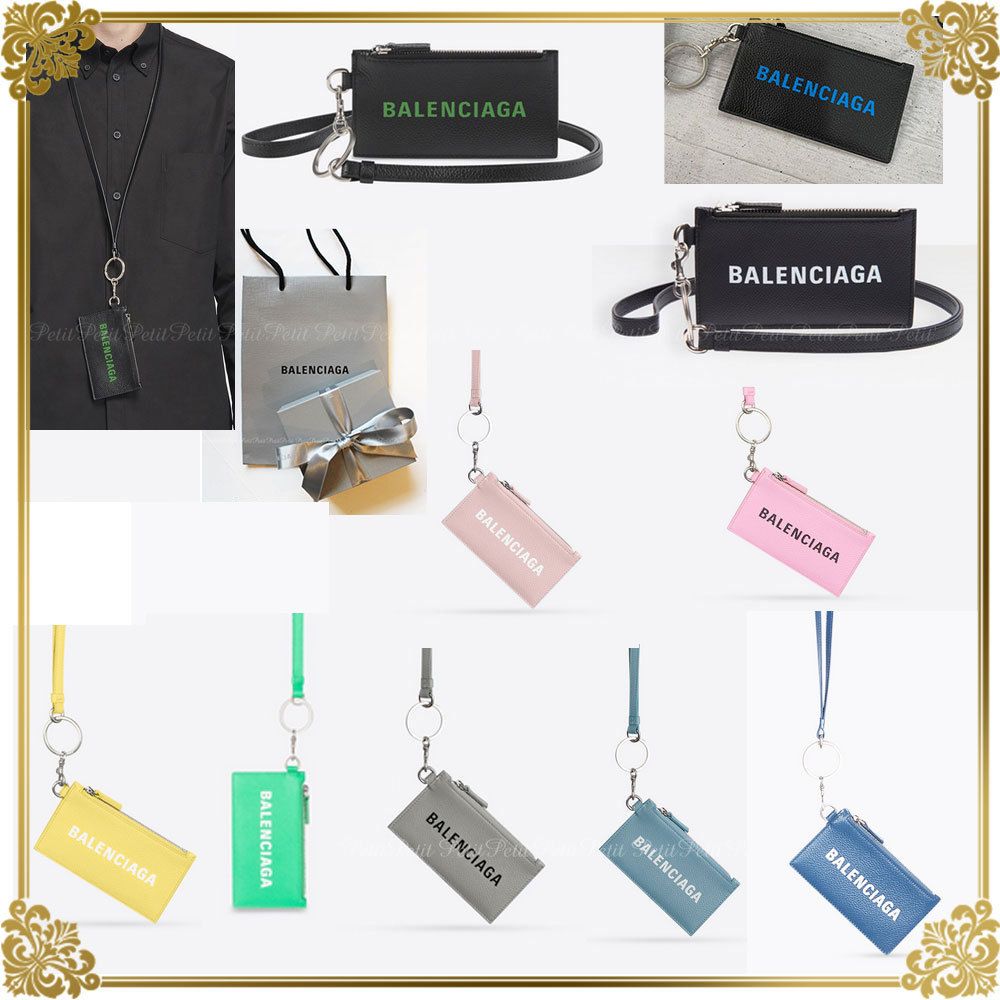 国内発☆BALENCIAGA ネックストラップ付カードコインケース