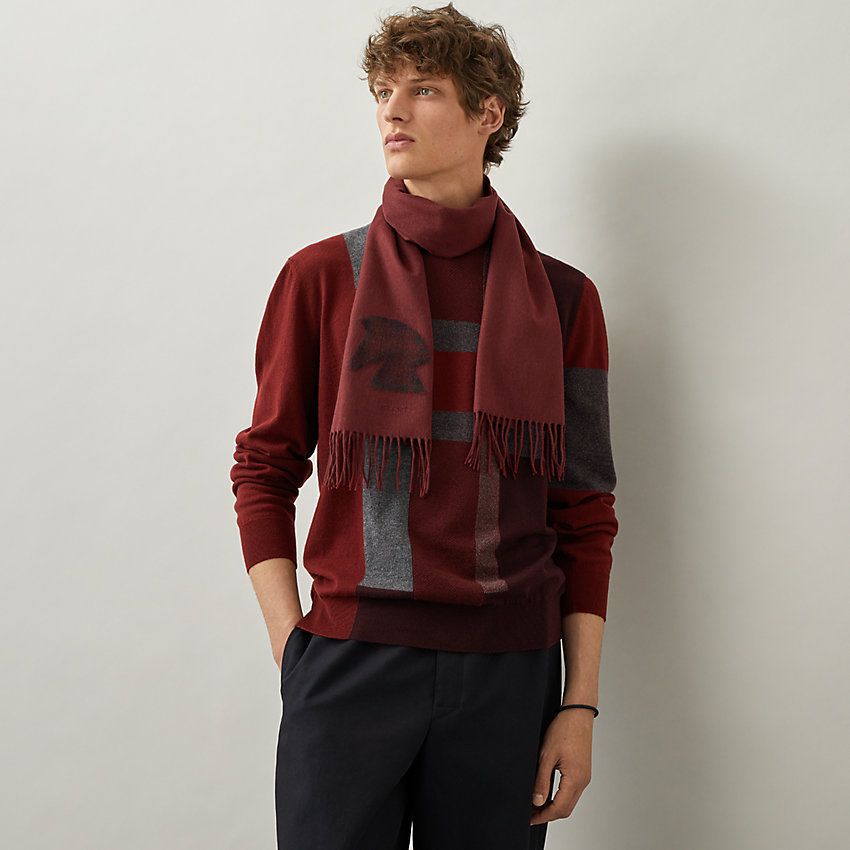 HERMES ハイランズ マフラー ユニセックス 濃紺 新品未使用