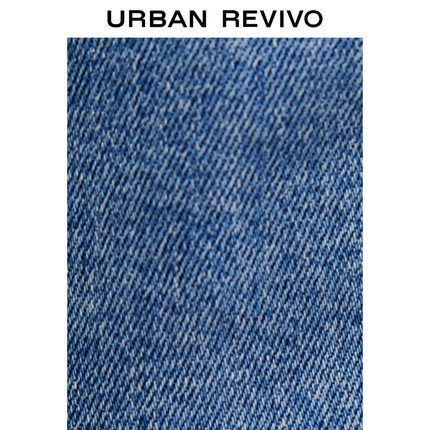 UR URBAN REVIVOハイネックフリルデニム切替ワンピース。ブルー (URBAN UR URBAN REVIVOハイネックフリルデニム切替ワンピース。ブルー (URBAN