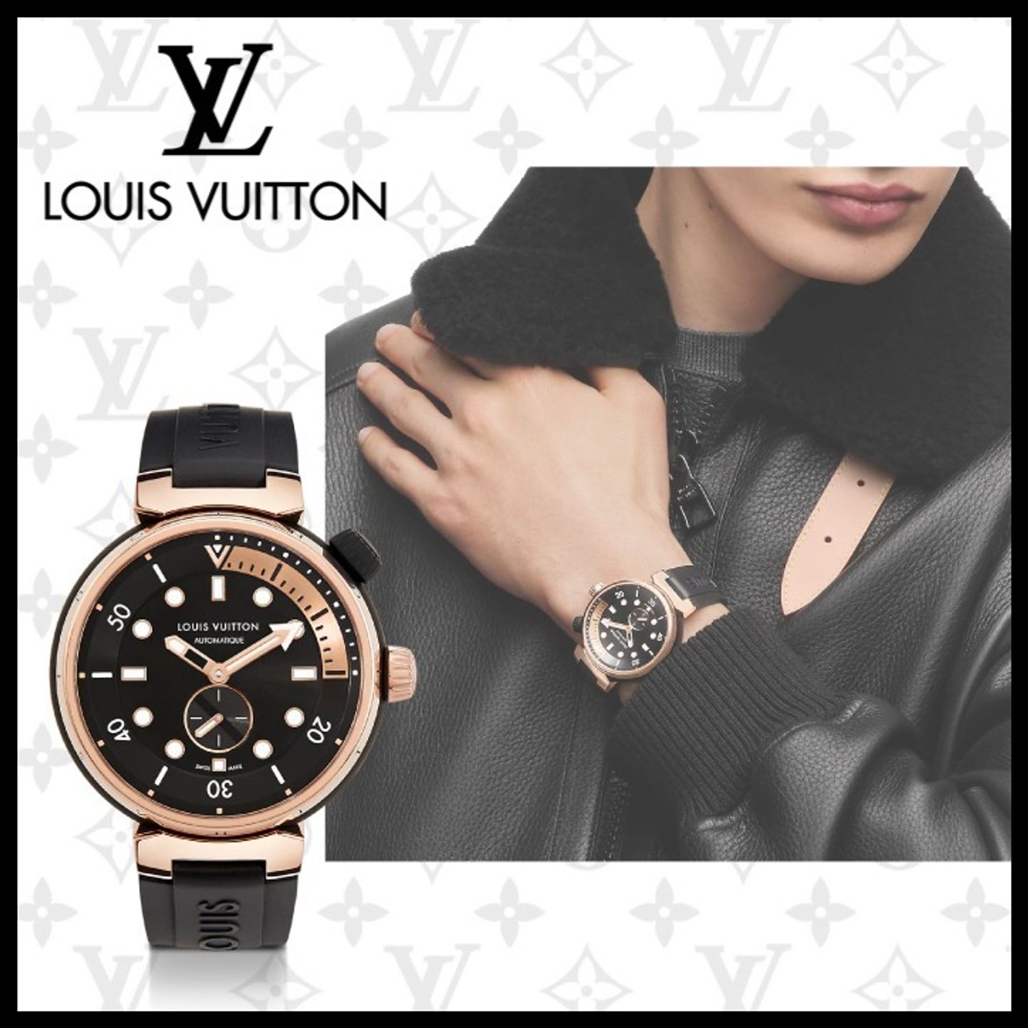 ヴィトン 腕時計 メンズ 黒 ピンクゴールド スポーティ Louis Vuitton アナログ時計 Qbb174 Buyma
