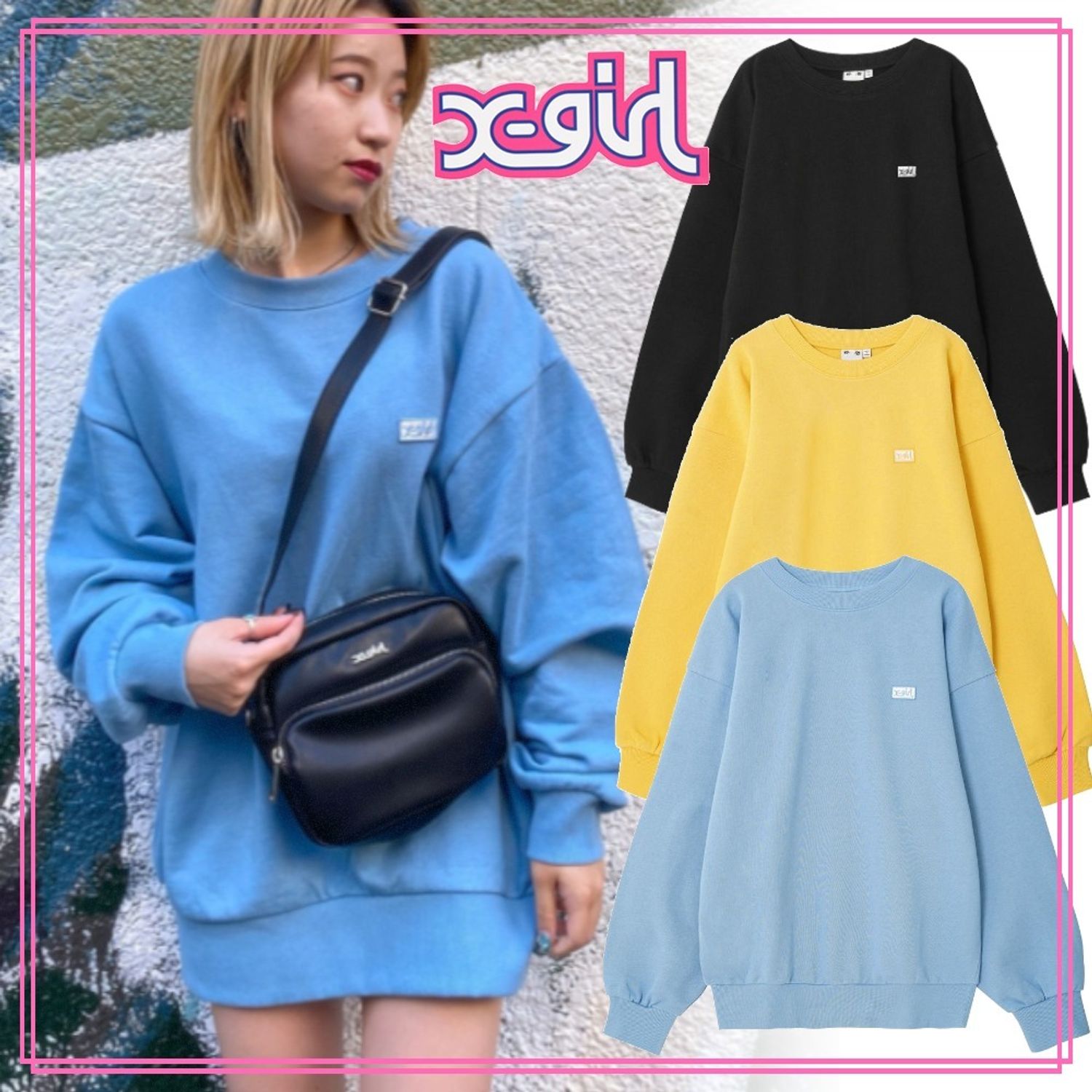 完売間近 X Girl Box Logo Wide Crew Sweat Top 売切れ前に X Girl スウェット トレーナー 1613 Buyma