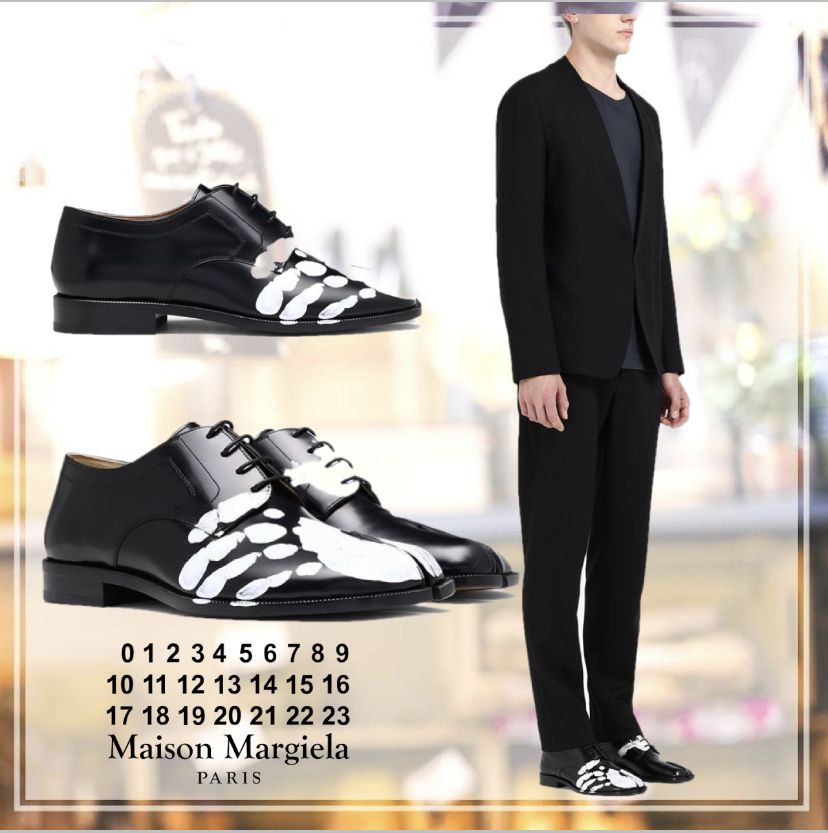 Maison Margiela*☆21AW☆Tabi 手書き風柄 レースアップシューズ ...