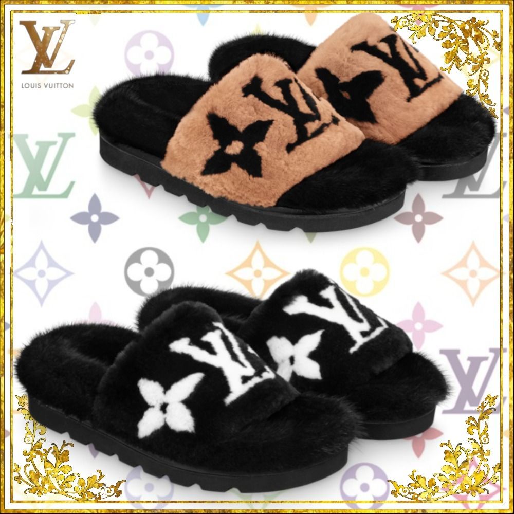 LOUIS VUITTON プールピロー・ライン ミュール LVロゴ ミンク (Louis LOUIS VUITTON プールピロー・ライン ミュール LVロゴ ミンク (Louis