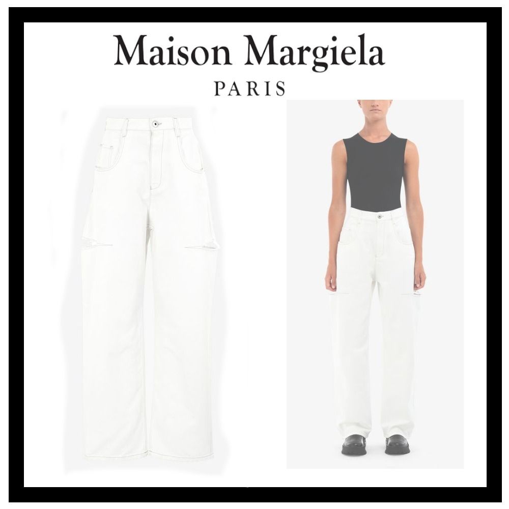 マルジェラ デニムジーンズ スラッシュディテール 白 (Maison Margiela ...