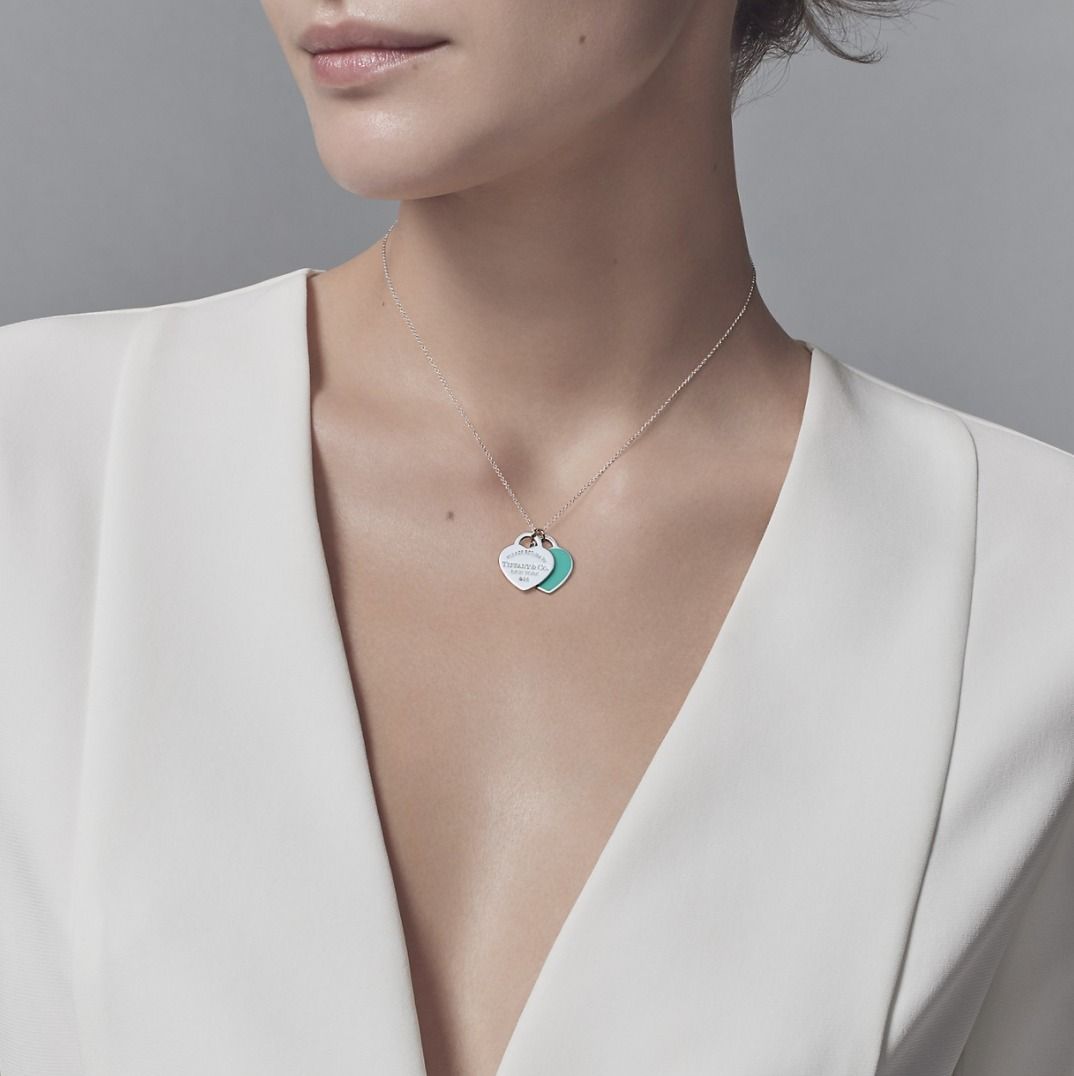 Tiffany】ダブル ハート タグ ペンダント (Tiffany & Co