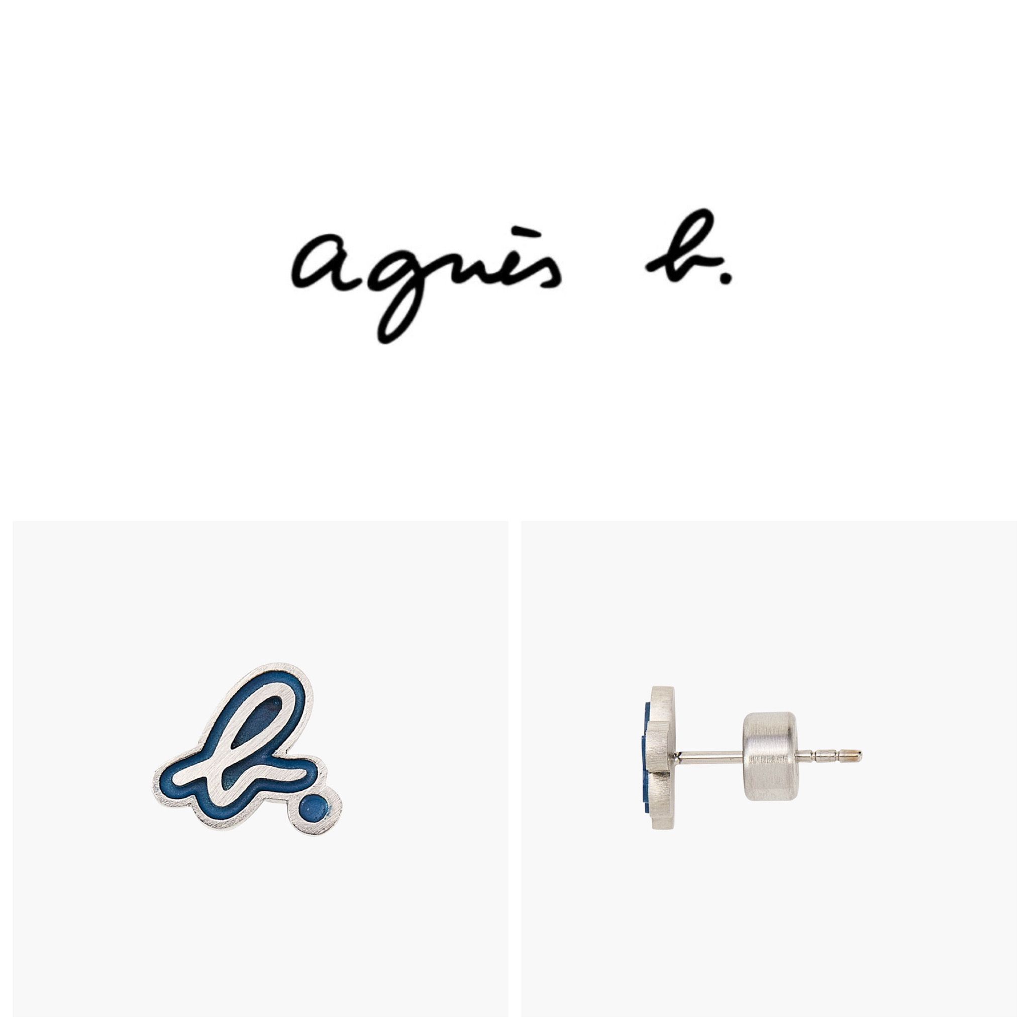 ☆agnes b. アニエスベー ピアス 片耳 ロゴ ブルー ☆agnes b. アニエスベー ピアス 片耳 ロゴ ブルー