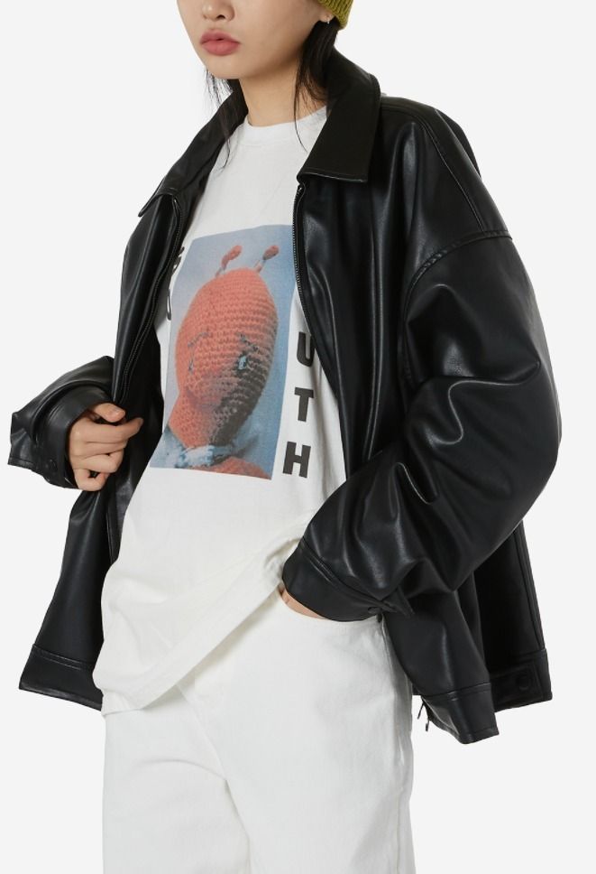 ☆関税込☆RAUCOHOUSE☆Vegan leather zip-up single jacke.t ☆関税込☆RAUCOHOUSE☆Vegan leather zip-up single jacke.t