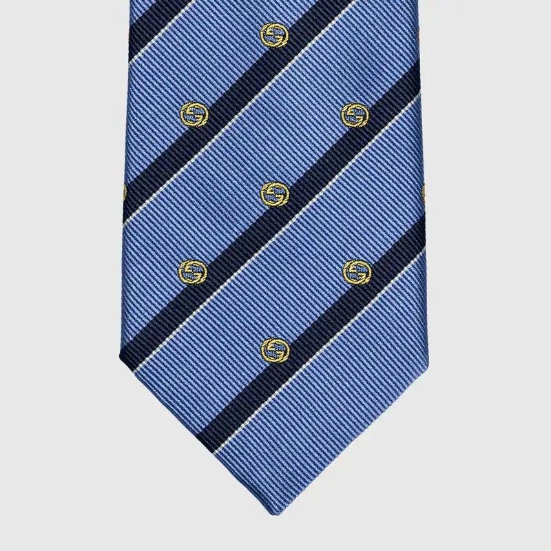 GUCCI】インターロッキングG ストライプ シルク ネクタイ (GUCCI GUCCI】インターロッキングG ストライプ シルク ネクタイ (GUCCI
