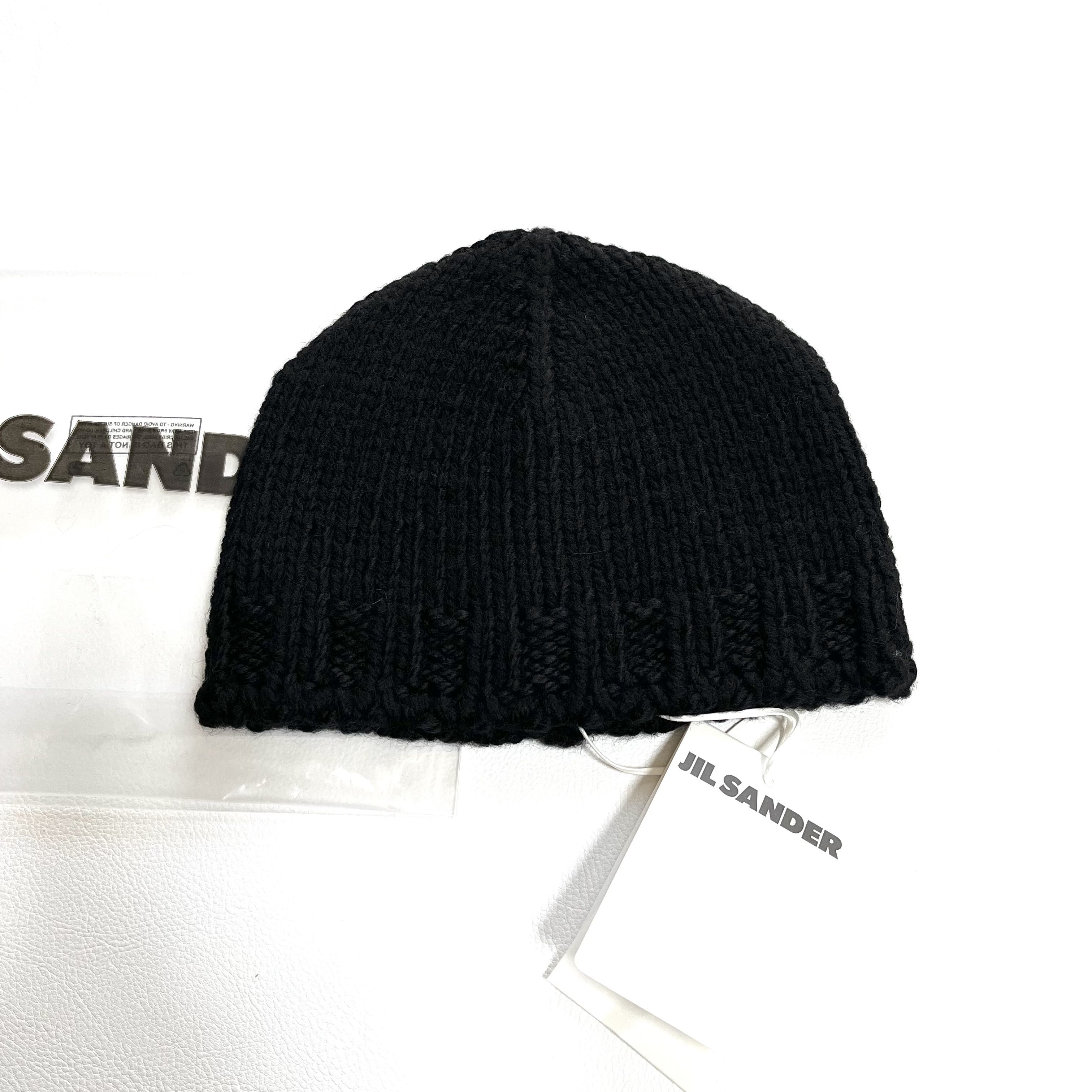 ジルサンダー ニット帽 ビーニー 黒 ウール メンズ (Jil Sander/ニット