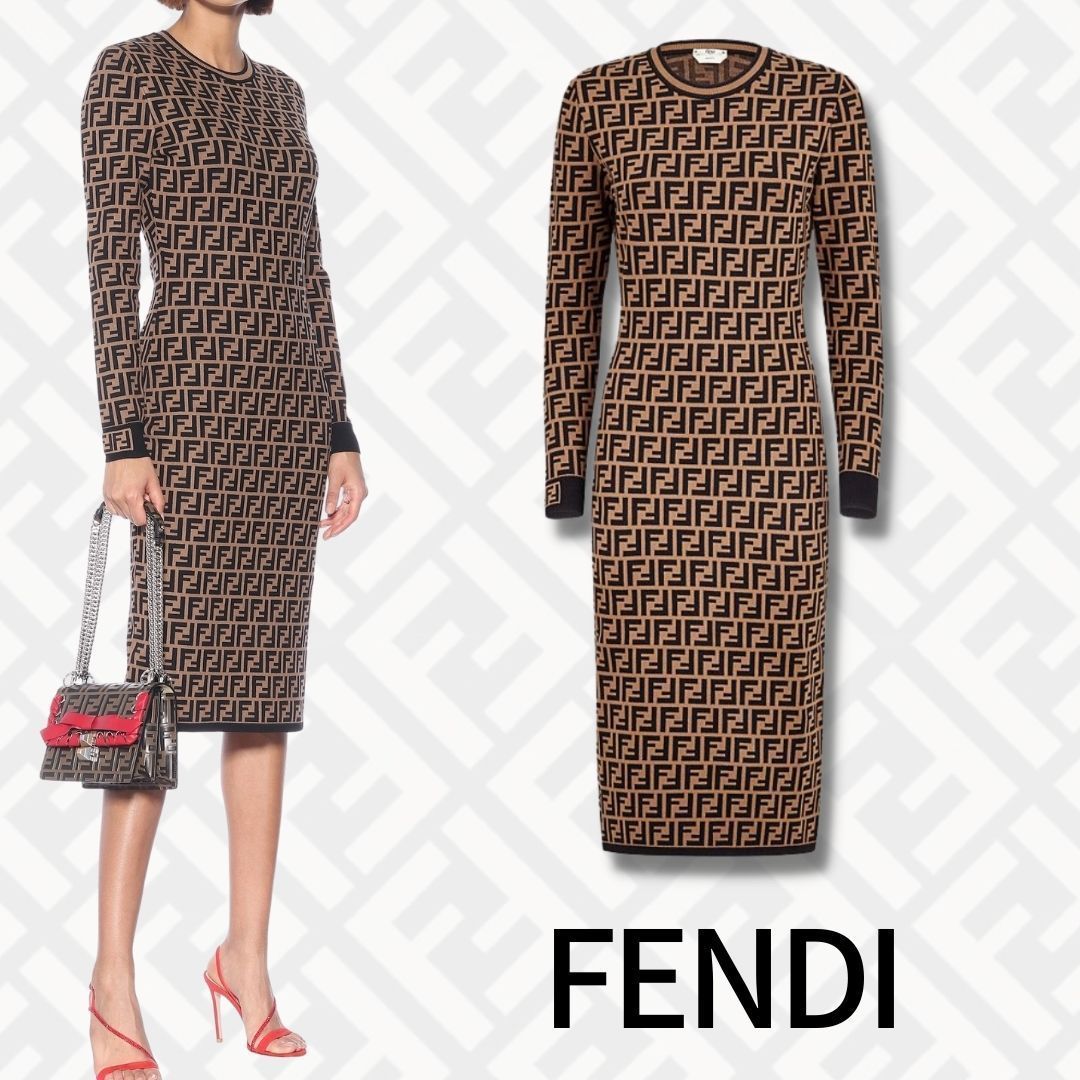 ◎レア品◎【FENDI】ビスコース ロゴ ドレス ニットワンピース (FENDI