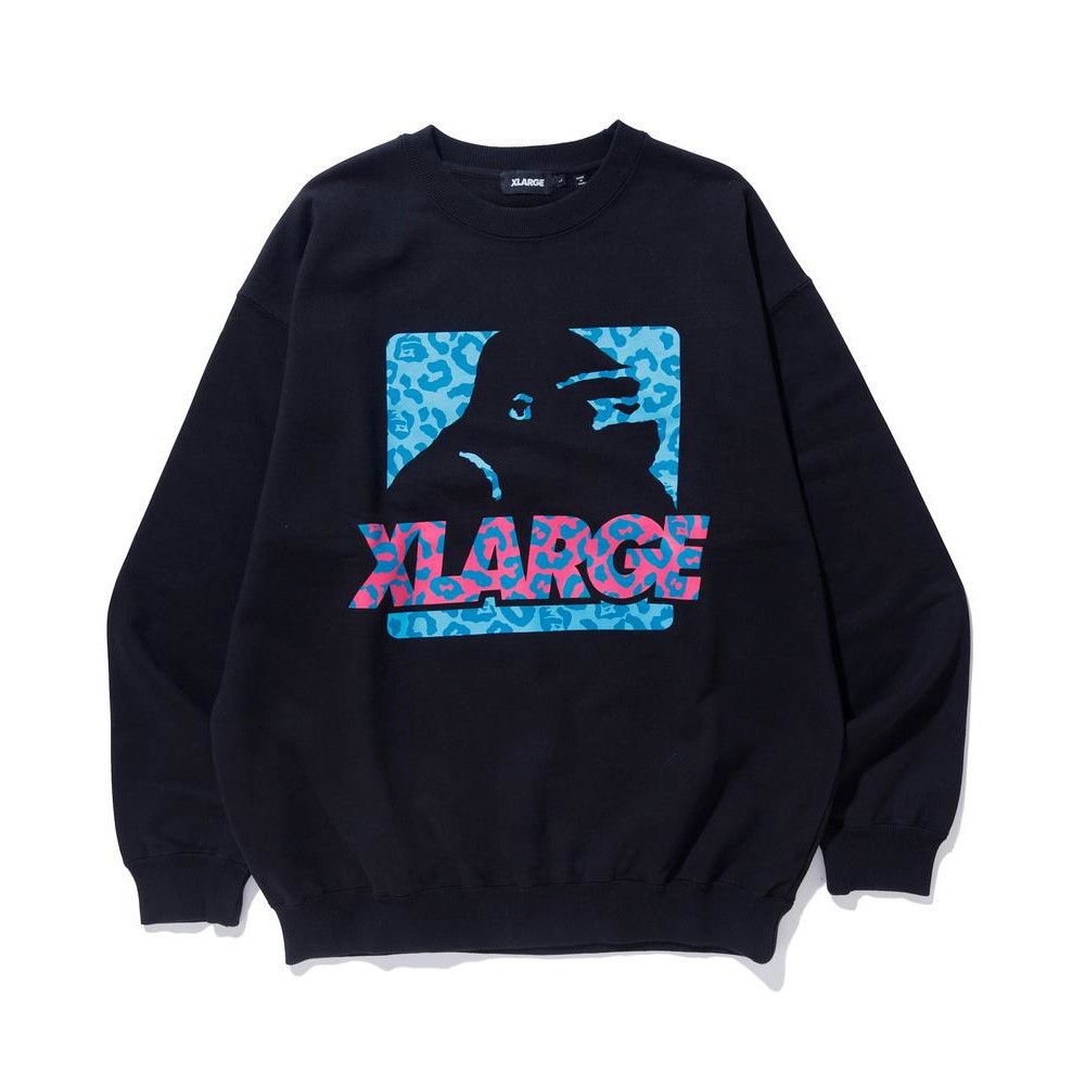 X-LARGE☆クルーネック スウェット レオパード柄のOGロゴ お洒落 (X X-LARGE☆クルーネック スウェット レオパード柄のOGロゴ お洒落 (X