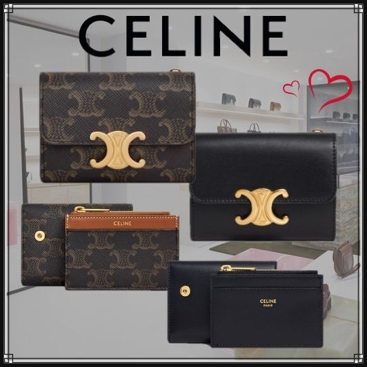 CELINE☆便利なコイン入れ付きコンパクトウォレット直営店買付 (CELINE 惑星科学者 クロエ カードホルダー 名刺入 ゴールド 直営店買付 新品 高級感 名刺入れ/定期入れ