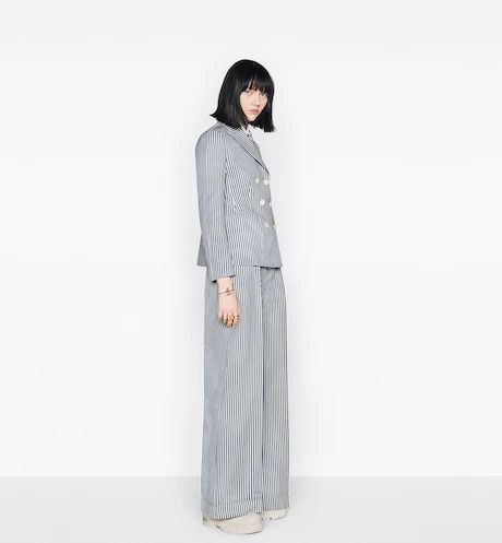 DIOR CD ロゴ パンツ フレア ストライプ 青 女 プレタ 送料込み (Dior ...