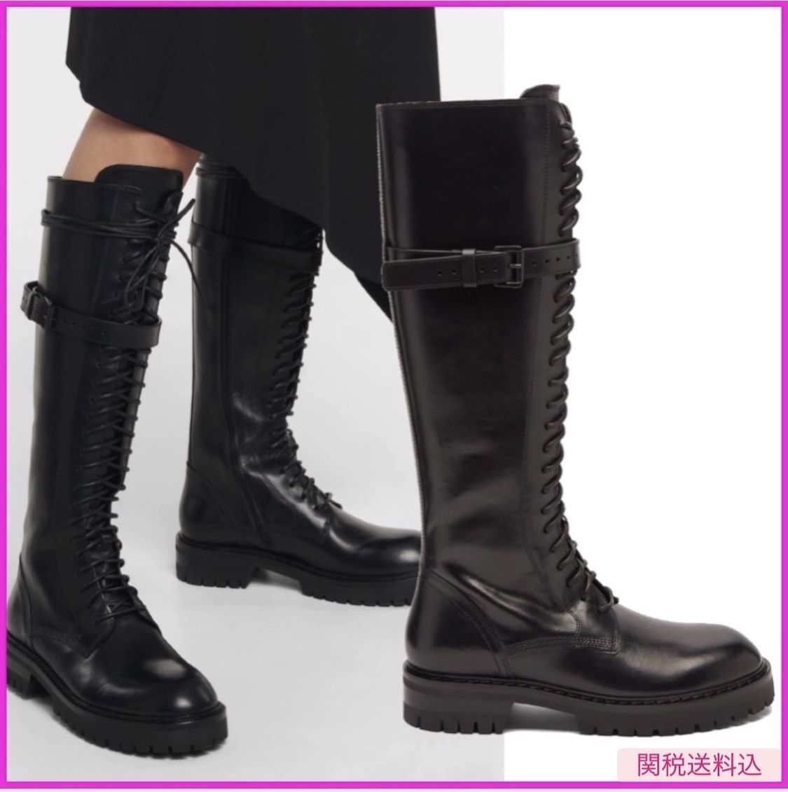 Ann Demeulemeester アン ドゥムルメステール High Combat Boots (Ann セレクトシリーズ ブーツ アン・ドゥムルメステール ブーツ