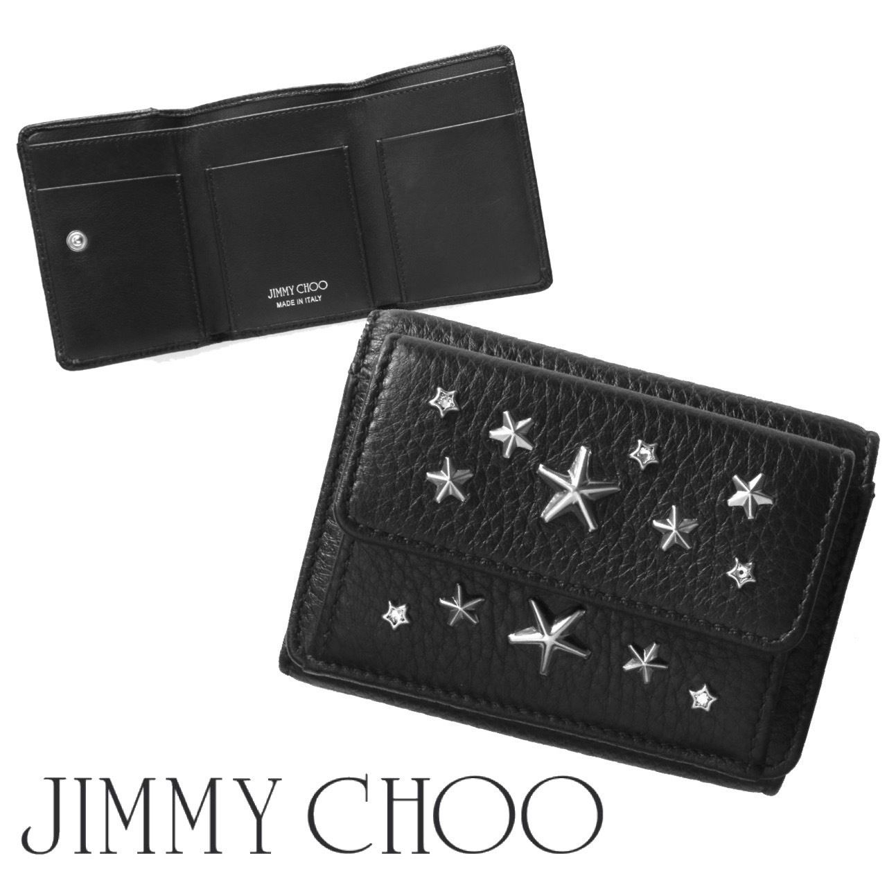 激安価格の CHOO JIMMY ジミーチュウスタッズ 三つ折り 財布 ブラック ...