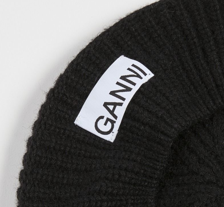 GANNI ニット帽 ビーニー 帽子 ロゴ ガニー ベレー帽 (Ganni