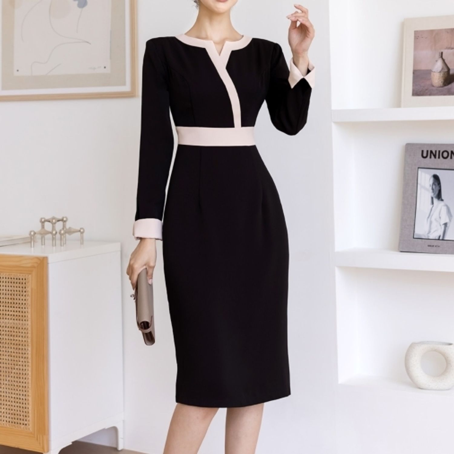配色ライン ウエストマーク モノトーン ワンピース S Xxl Chicline ワンピース Cllco46 Buyma