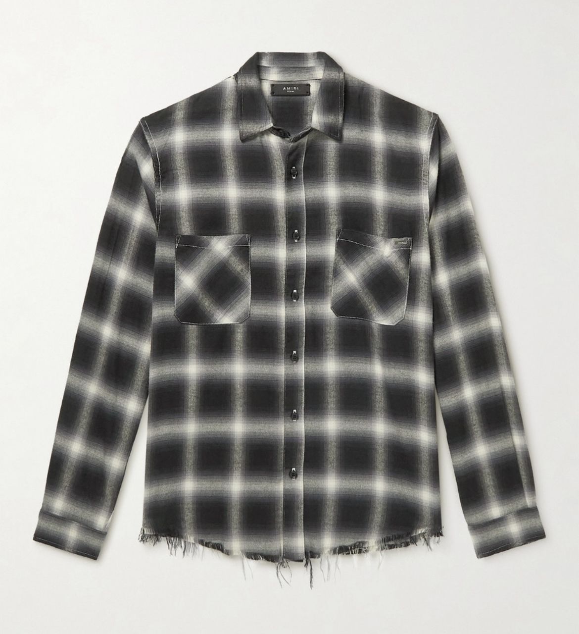 AMIRI ディストレスト チェック コットン フランネルシャツ 人気 AMIRI ディストレスト チェック コットン フランネルシャツ 人気