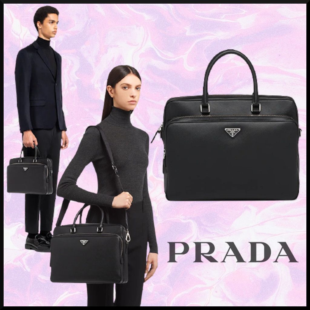 はラクマ】 PRADA - プラダ ブリーフケース ハンドバッグ サフィアーノ 【希望者のみラッピング無料】 PRADA ブリーフケース ビジネスバッグ サフィアーノ ブラック ビジネスバッグ