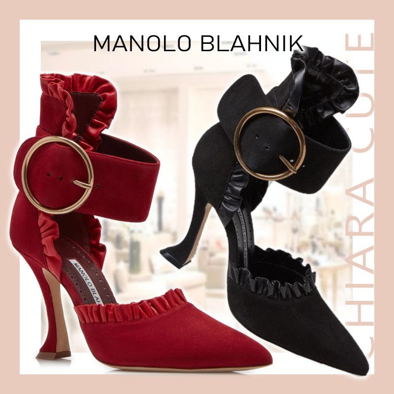 21AW NEW】Manolo Blahnik_women /スエードフリルpumps/二色 (Manolo ...
