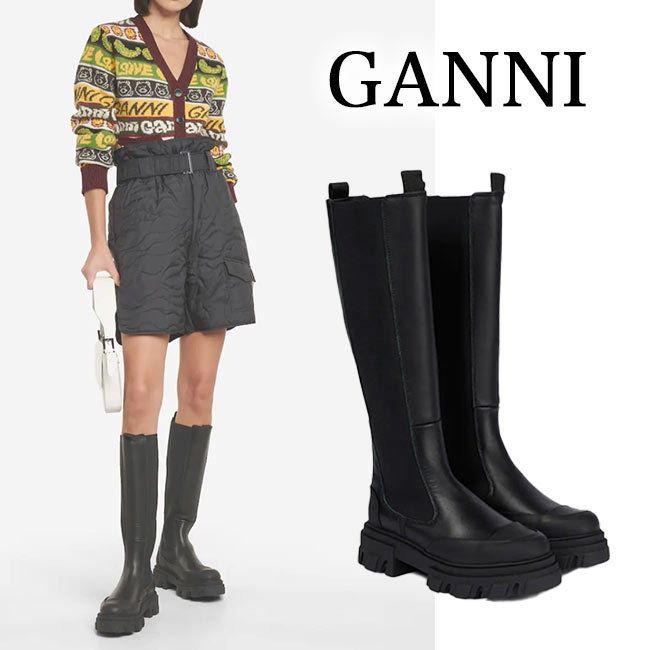 送料関税込【Ganni】ガニー レザー ニーハイ ロングブーツ (Ganni ...