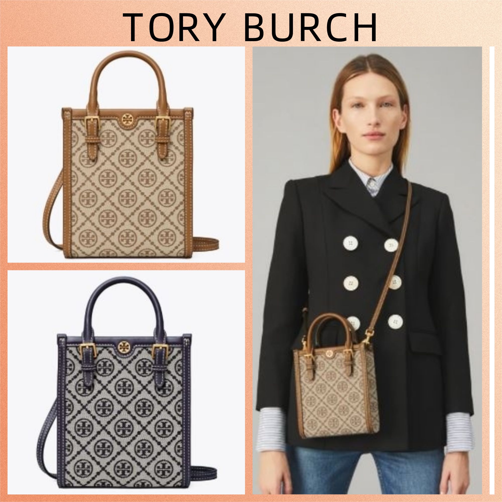 新作♪レア☆Tory Burch ☆Ｔモノグラム ジャガード ミニトート (Tory ...