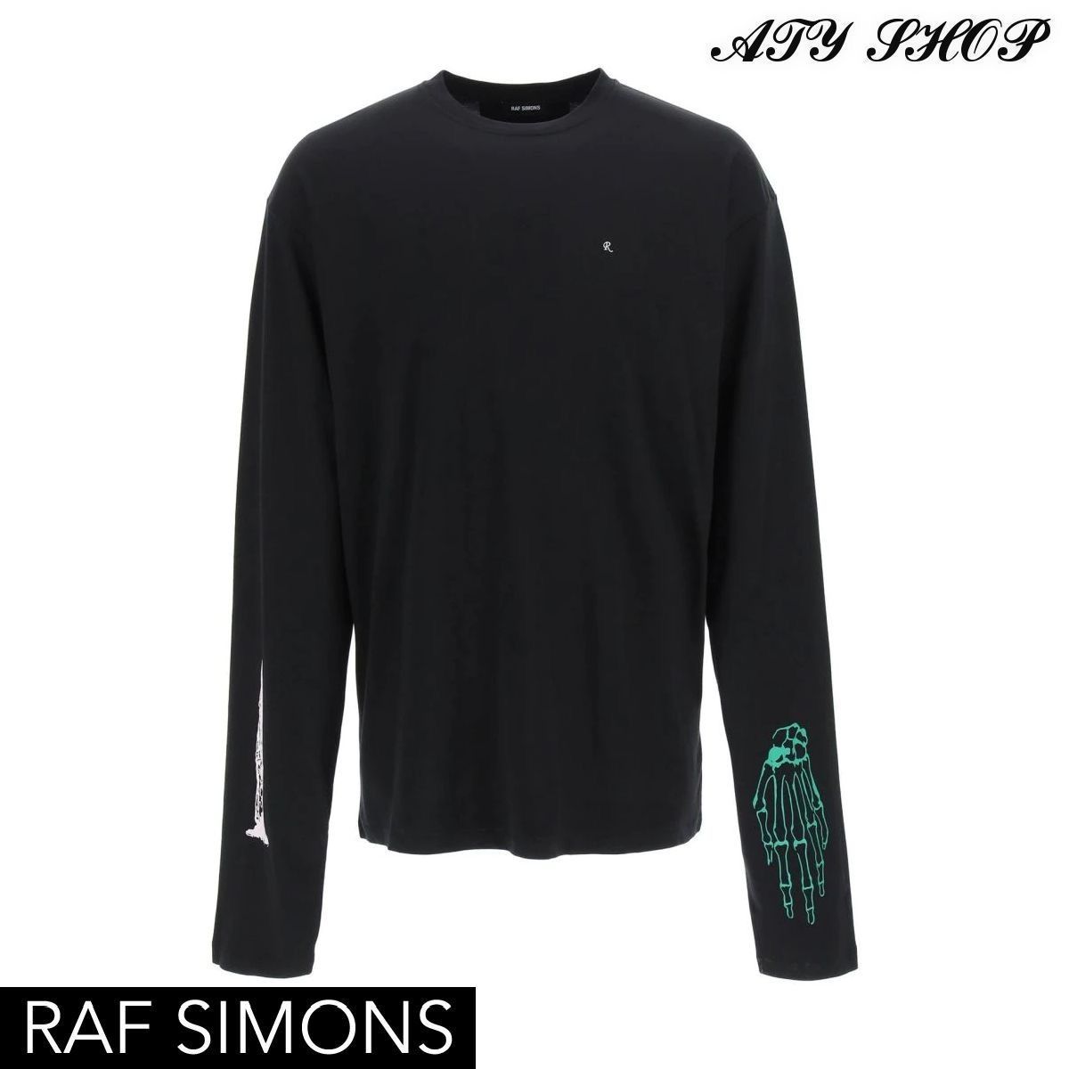 ラフ シモンズ グラフィックロゴロングTシャツ【送料/関税込み】 (RAF 産地直送 ラフシモンズのロングカットソー Tシャツ/カットソー(半袖/袖なし)