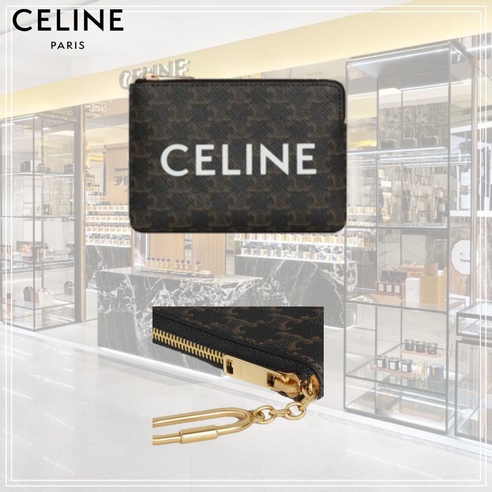 さいませ】 CELINE フック付きカードケース トリオンフキャンバス 全日本送料無料 Celine フック付きコイン トリオンフキャンバス / カードポーチ & 長財布
