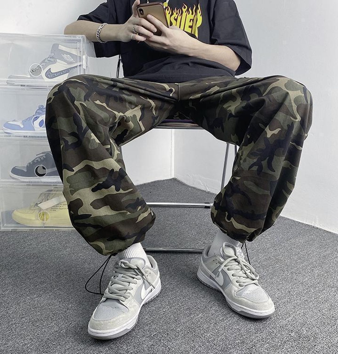 パンツ メンズ ジョガーパンツ 迷彩 カモフラ ワイド 韓国系 パンツ ボトムスその他 Buyma