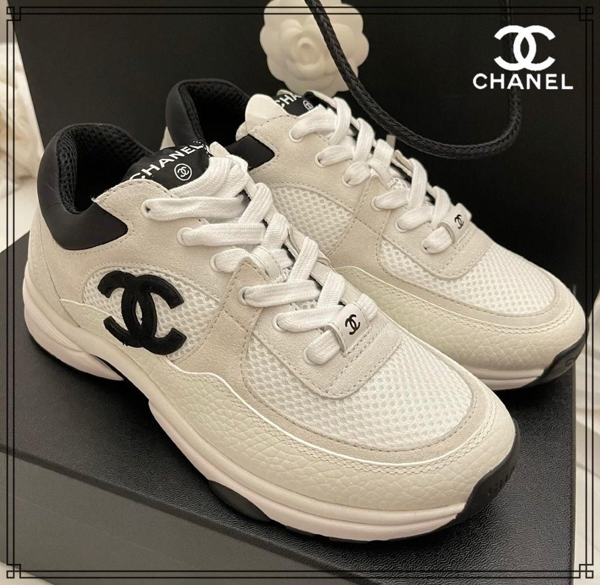 【シンプルで素敵♪】シャネル ロゴスニーカー 名東】【CHANEL】シャネル スニーカー G40184 サイズ36 オフ