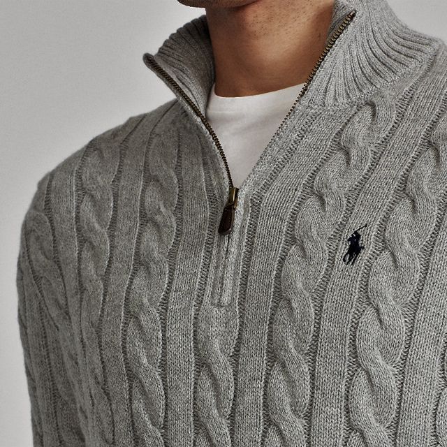 Ralph Laurenラルフローレンウール&コットンジップセーター BLK Ralph Laurenラルフローレンウール&コットンジップセーター BLK