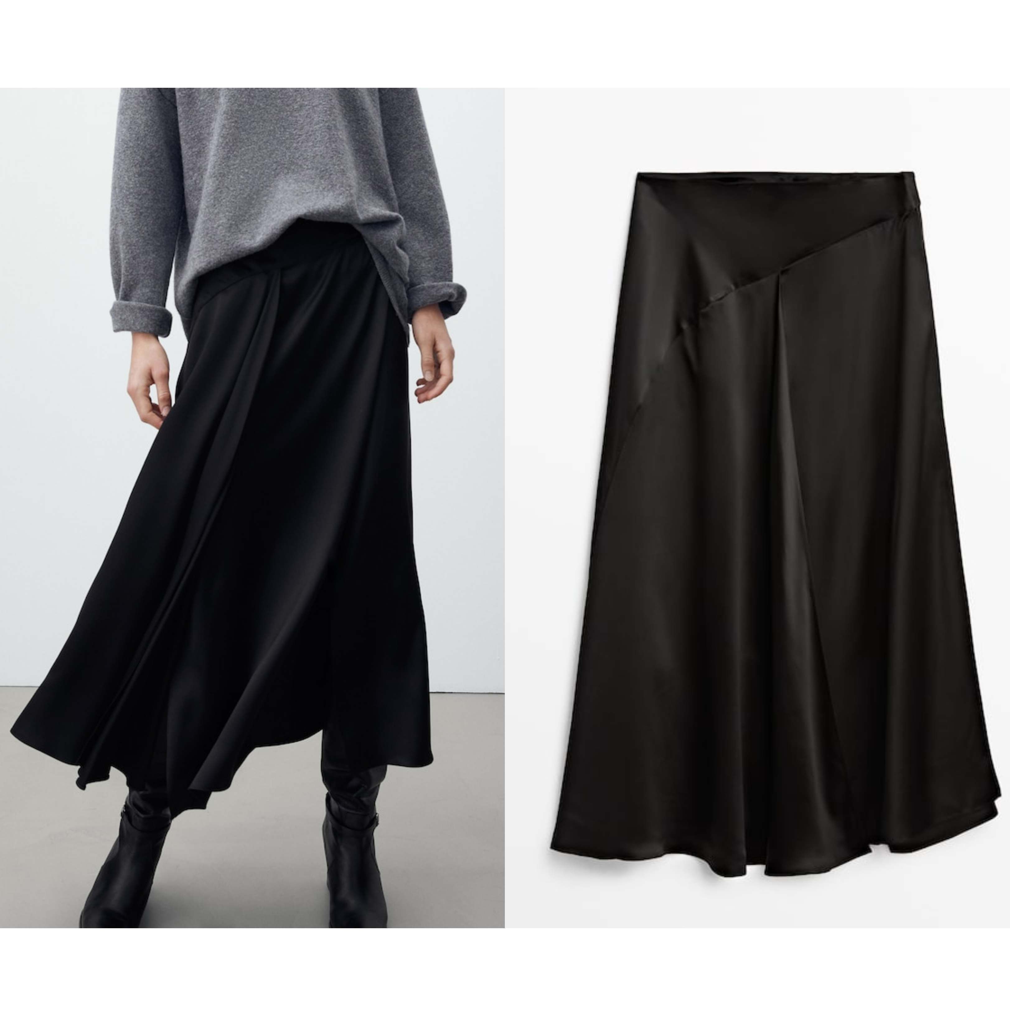 光沢サテン★Massimo Dutti★動きのあるイレギュラースカート 光沢サテン★Massimo Dutti★動きのあるイレギュラースカート