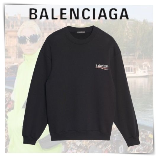 【直営店買付】BALENCIAGA プリントスウェットシャツ*ブラック 【直営店買付】BALENCIAGA プリントスウェットシャツ*ブラック