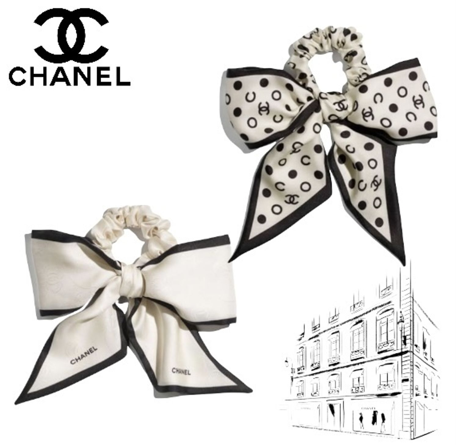 入手困難 ツイリーにもなるリボンシュシュ ヘアアクセサリー Chanel ヘアアクセサリー 7533 7531 Buyma