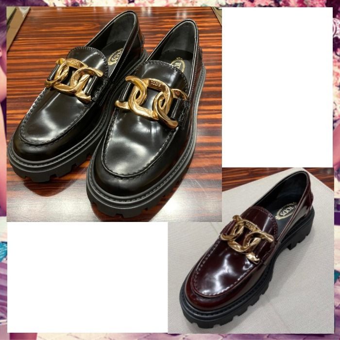 TOD'S トッズ レザー ローファー ロゴ入りメタルチェーン (TOD'S TOD'S トッズ レザー ローファー ロゴ入りメタルチェーン (TOD'S