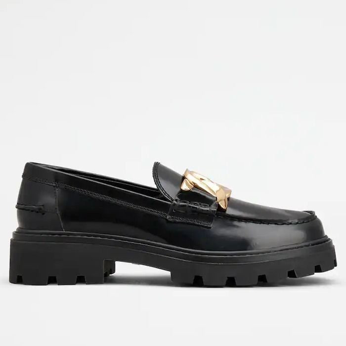 TOD'S トッズ レザー ローファー ロゴ入りメタルチェーン (TOD'S TOD'S トッズ レザー ローファー ロゴ入りメタルチェーン (TOD'S