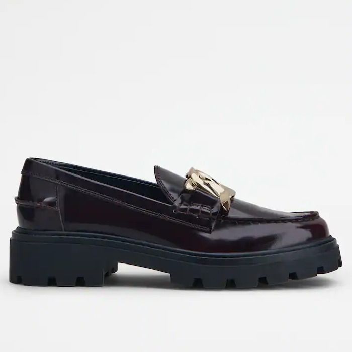 TOD'S トッズ レザー ローファー ロゴ入りメタルチェーン (TOD'S TOD'S トッズ レザー ローファー ロゴ入りメタルチェーン (TOD'S