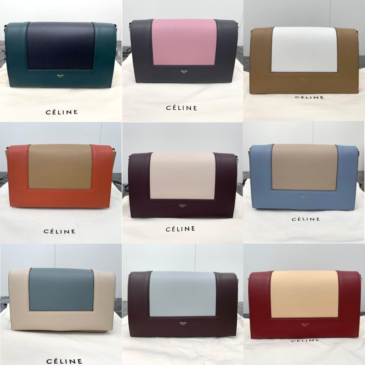 レアな旧ロゴ♪CELINE フレームバッグ バイカラー ショルダー付 純正直営店 サングル バイカラー CELINE リュック/バックパック