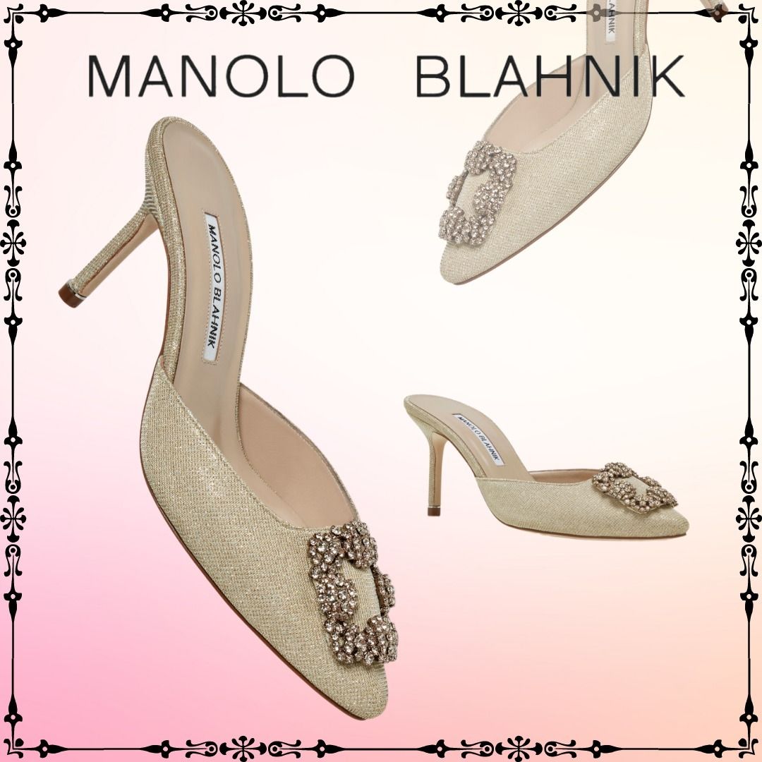 MANOLO BLAHNIK】HANGISIMU グリッター バックルミュール (Manolo ...