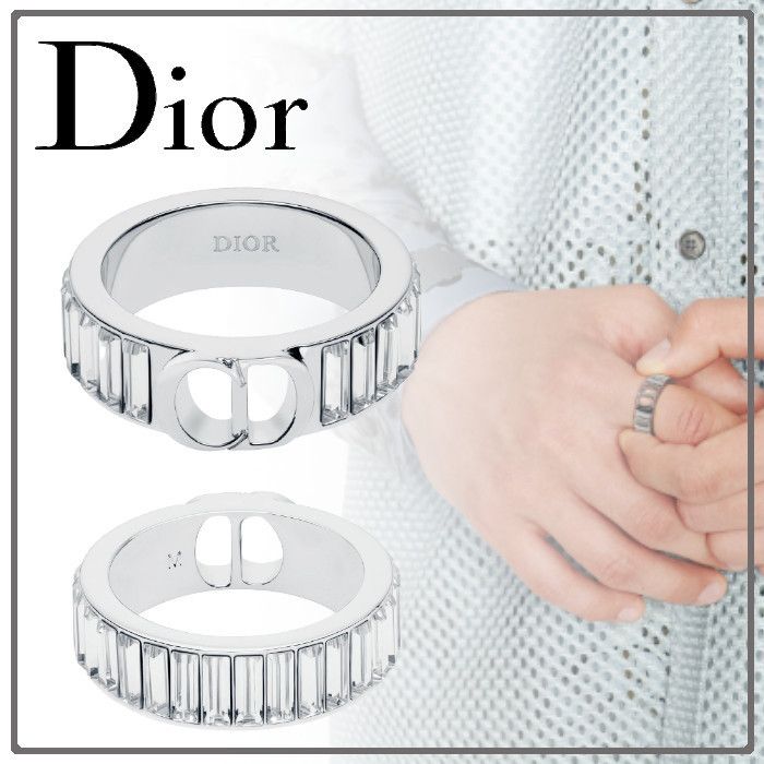 国内発【Dior】CD ICON 真ちゅう シルバー クリスタル リング (Dior 国内発【Dior】CD ICON 真ちゅう シルバー クリスタル リング (Dior