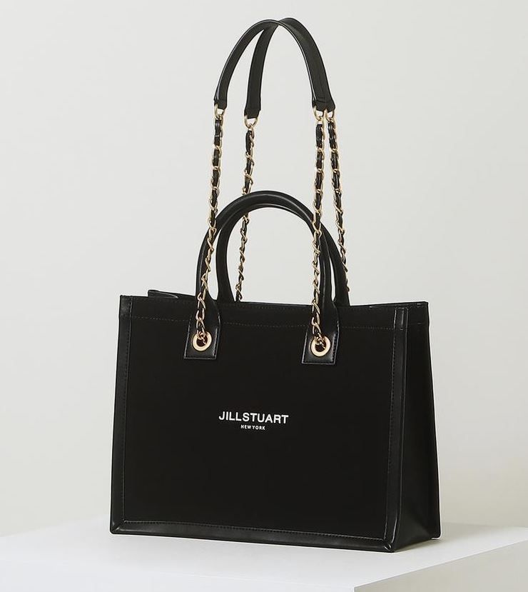 ☆JILLSTUART☆ ロゴ プリント レザー トートバッグ ブラック