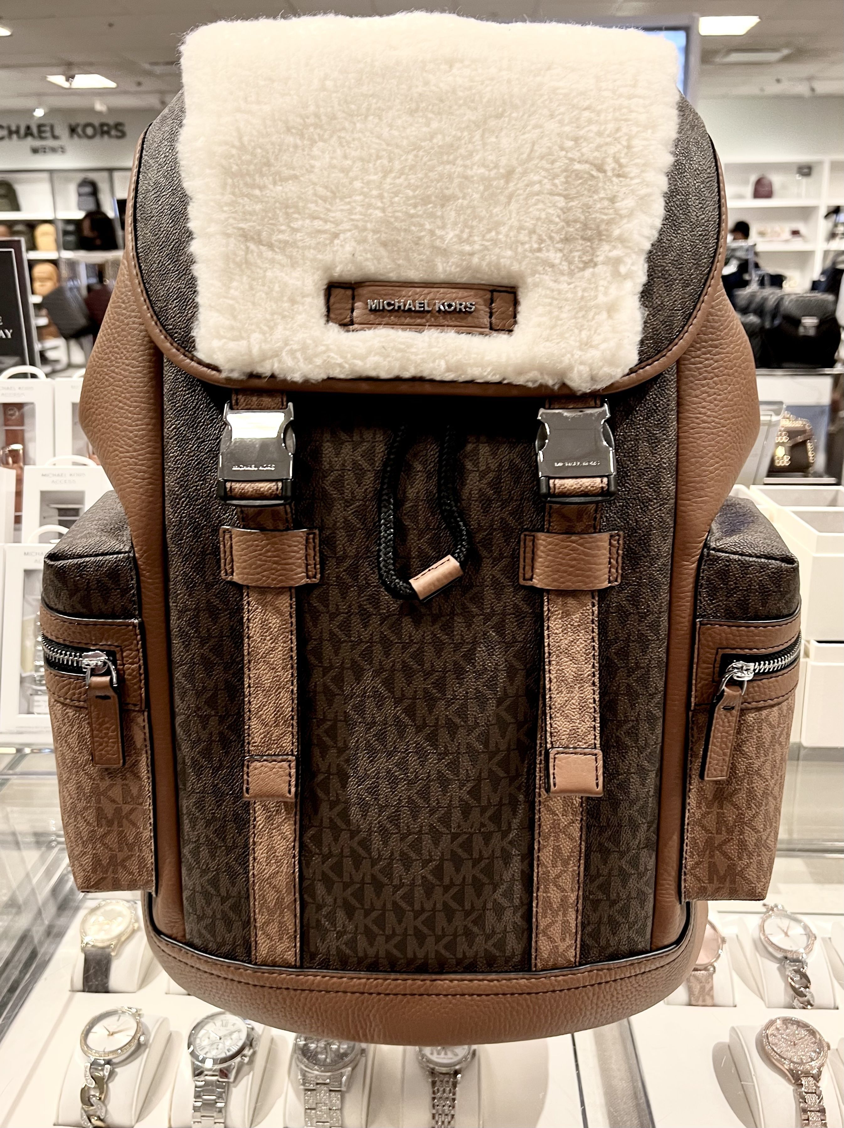 Michael Kors メンズ Cooper レザー & ロゴ バックパック (Michael