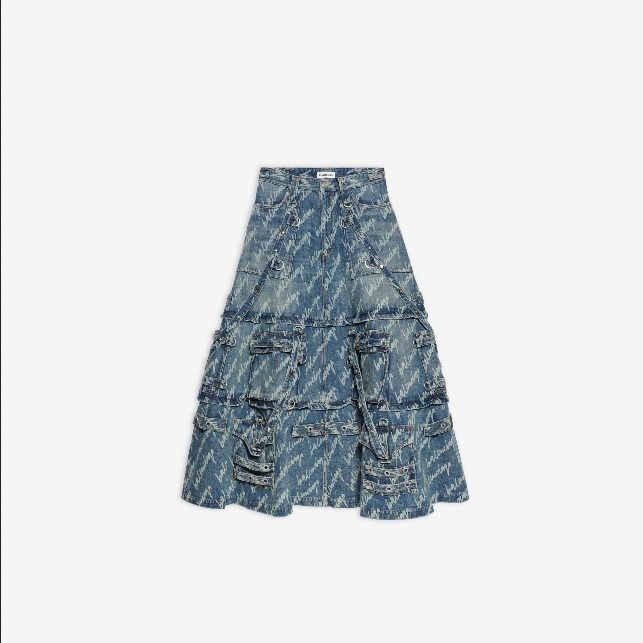 22SS】BALENCIAGA Allover Logo Maxi Raver スカート デニム ...