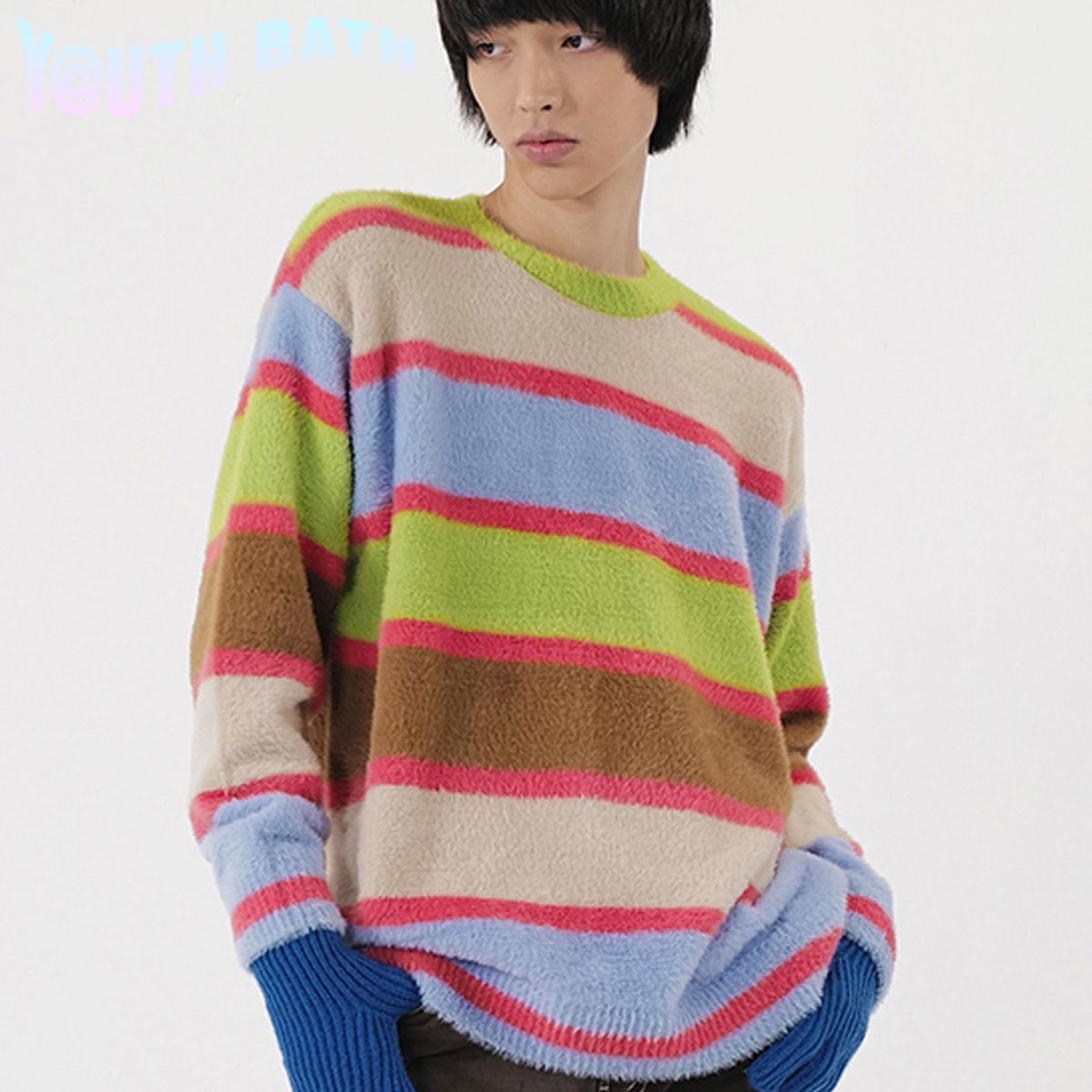 ☆YOUTHBATH☆ANGORA MULTI STRIPE KNIT WEAR_GREEN☆正規品 ☆YOUTHBATH☆ANGORA MULTI STRIPE KNIT WEAR_GREEN☆正規品