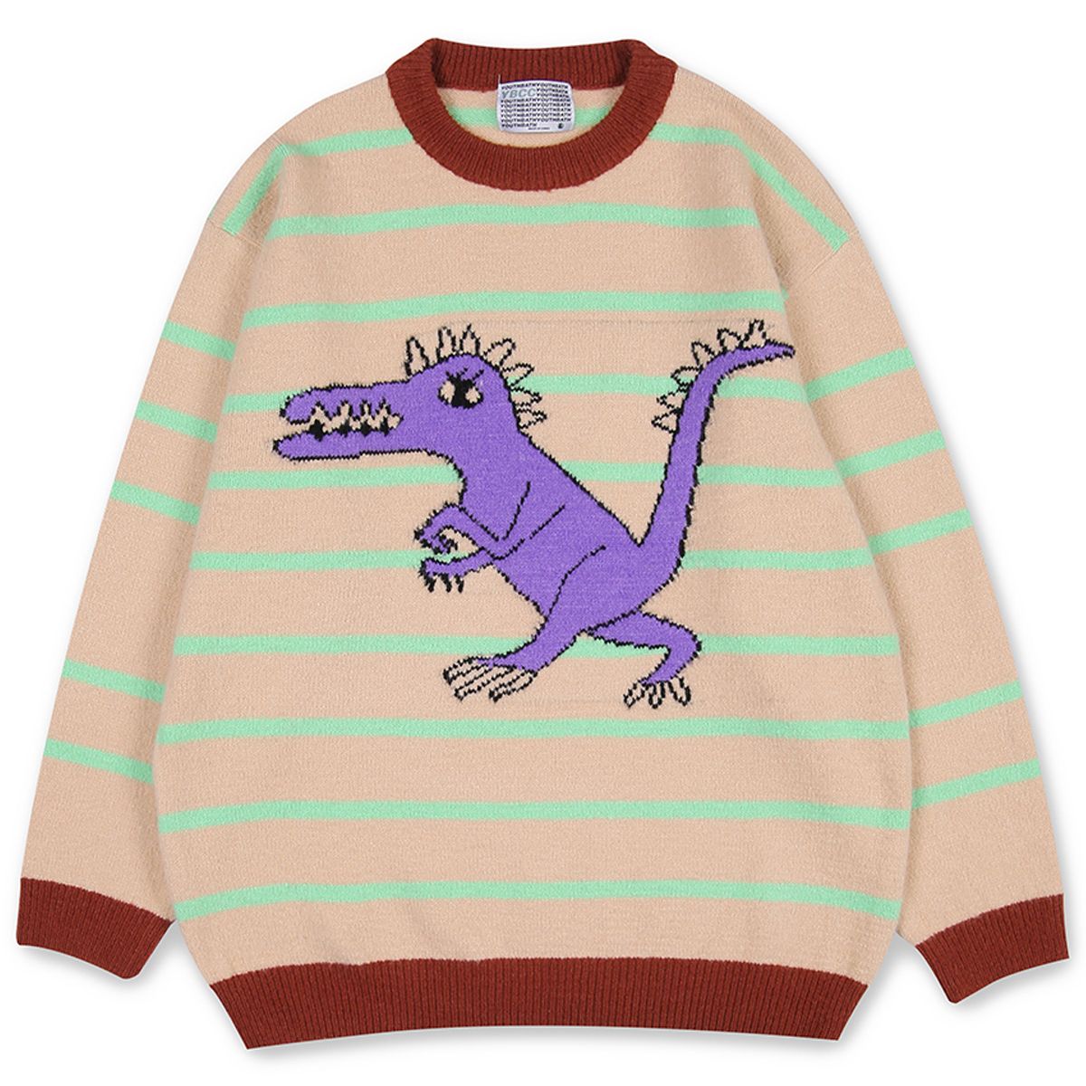 ☆YOUTHBATH☆DINOSAUR STRIPE KNIT WEAR_BEIGE☆正規品/人気 ☆YOUTHBATH☆DINOSAUR STRIPE KNIT WEAR_BEIGE☆正規品/人気