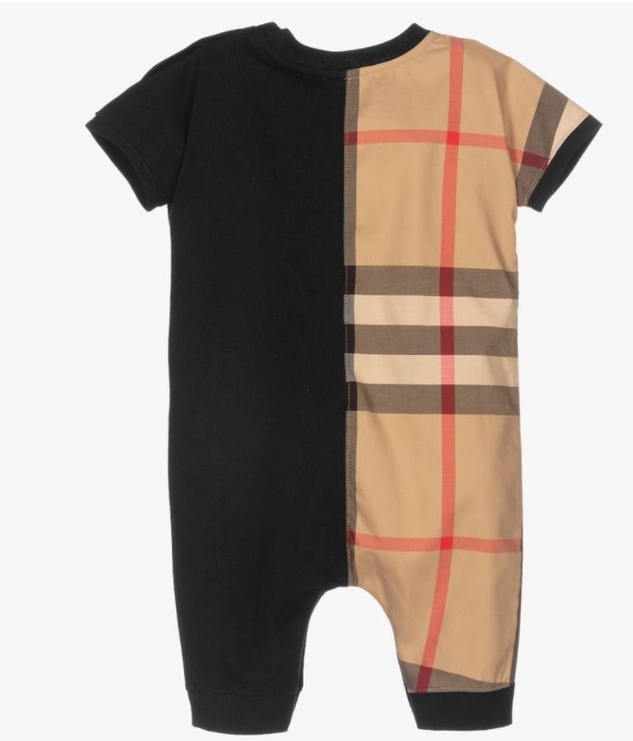 ★BURBERRY★Baby チェックコットンロンパース/Black 1-18M ★BURBERRY★Baby チェックコットンロンパース/Black 1-18M
