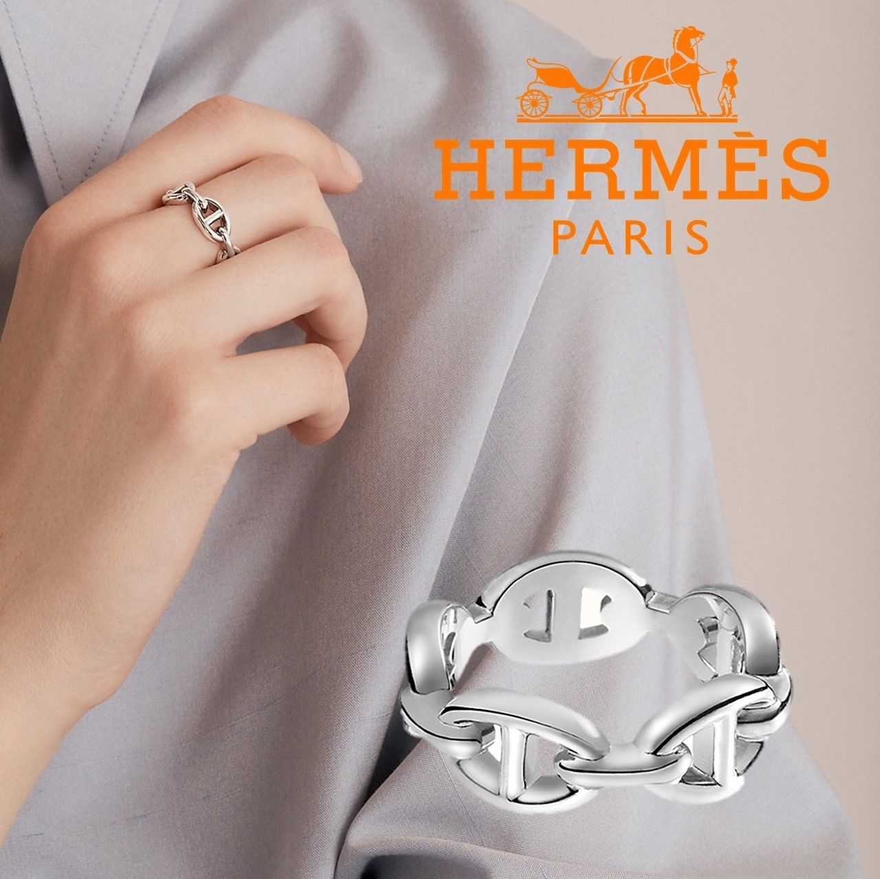 HERMES リング シェーヌダンクル Chaine d’Ancre Enchainee HERMES リング シェーヌダンクル Chaine d’Ancre Enchainee