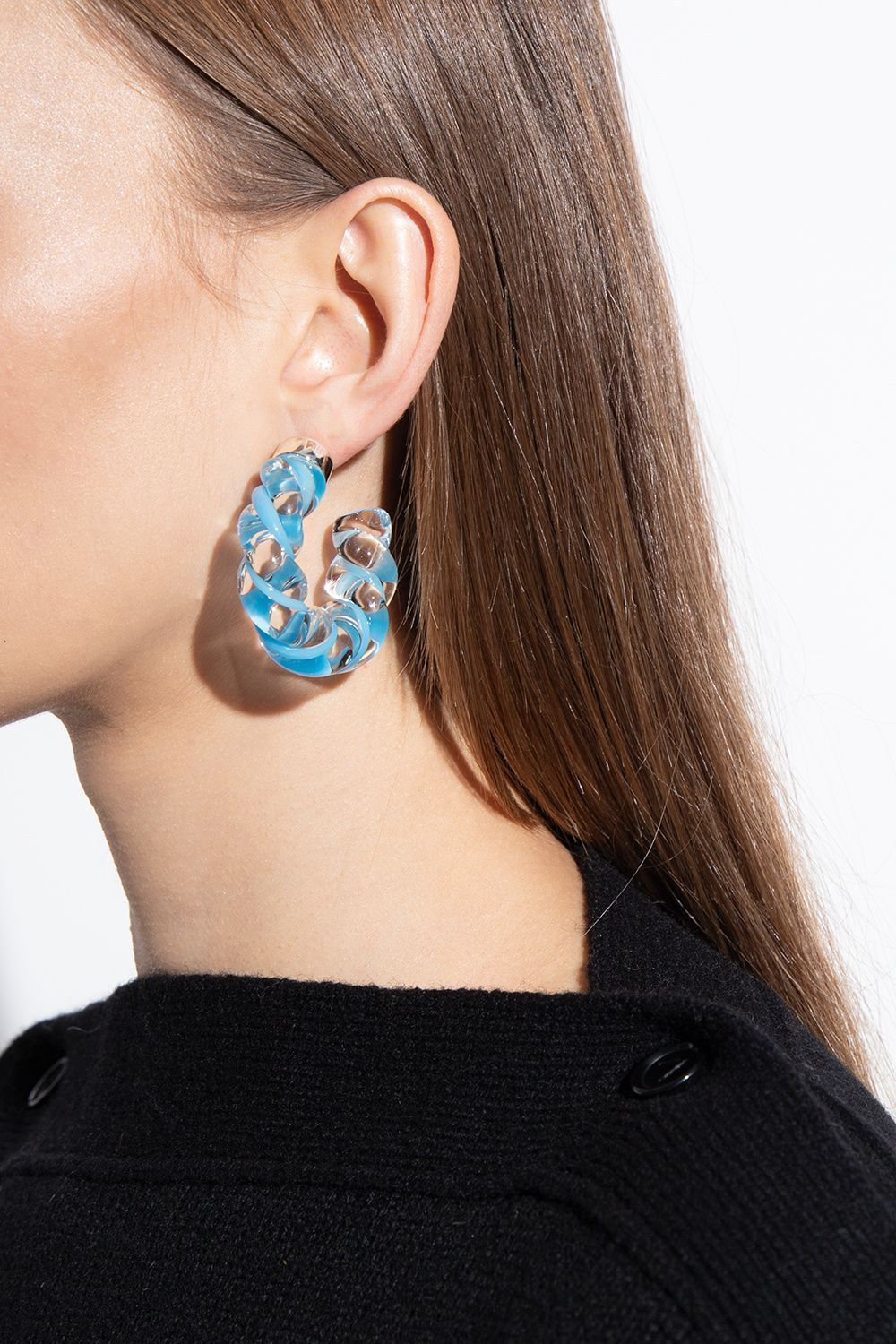 21AW☆送料込【Bottega】ガラス ツイストフープピアス 21AW☆送料込【Bottega】ガラス ツイストフープピアス