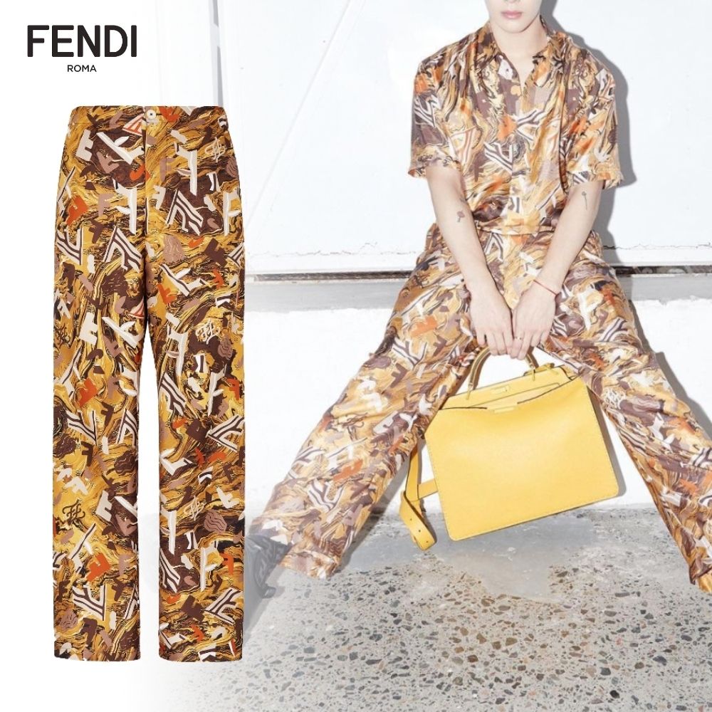 FENDI】パンツ マルチカラーシルク フラグメントモチーフ (FENDI ...