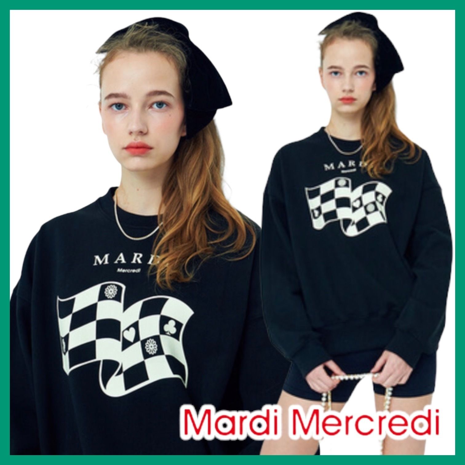 Mardi Mercredi】SWEATSHIRT CHECKER (Mardi Mercredi/スウェット Mardi Mercredi】SWEATSHIRT CHECKER (Mardi Mercredi/スウェット
